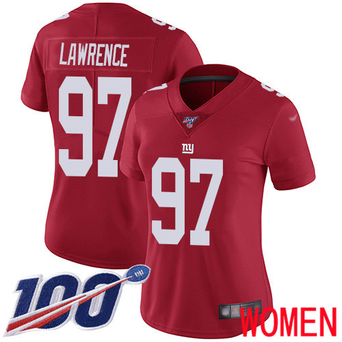 Women New York Giants #97 Dexter Lawrence Red Limited Red Inverted Legend 100th Season Football NFL Jersey->new york giants->NFL Jersey